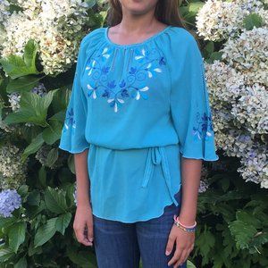 Women's blouse with embroidery handmade size M